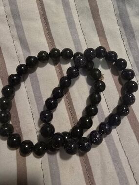 Midnight Blue Sparkle, Dark Green Sparkle Lemon And Lava Stretch Bracelet